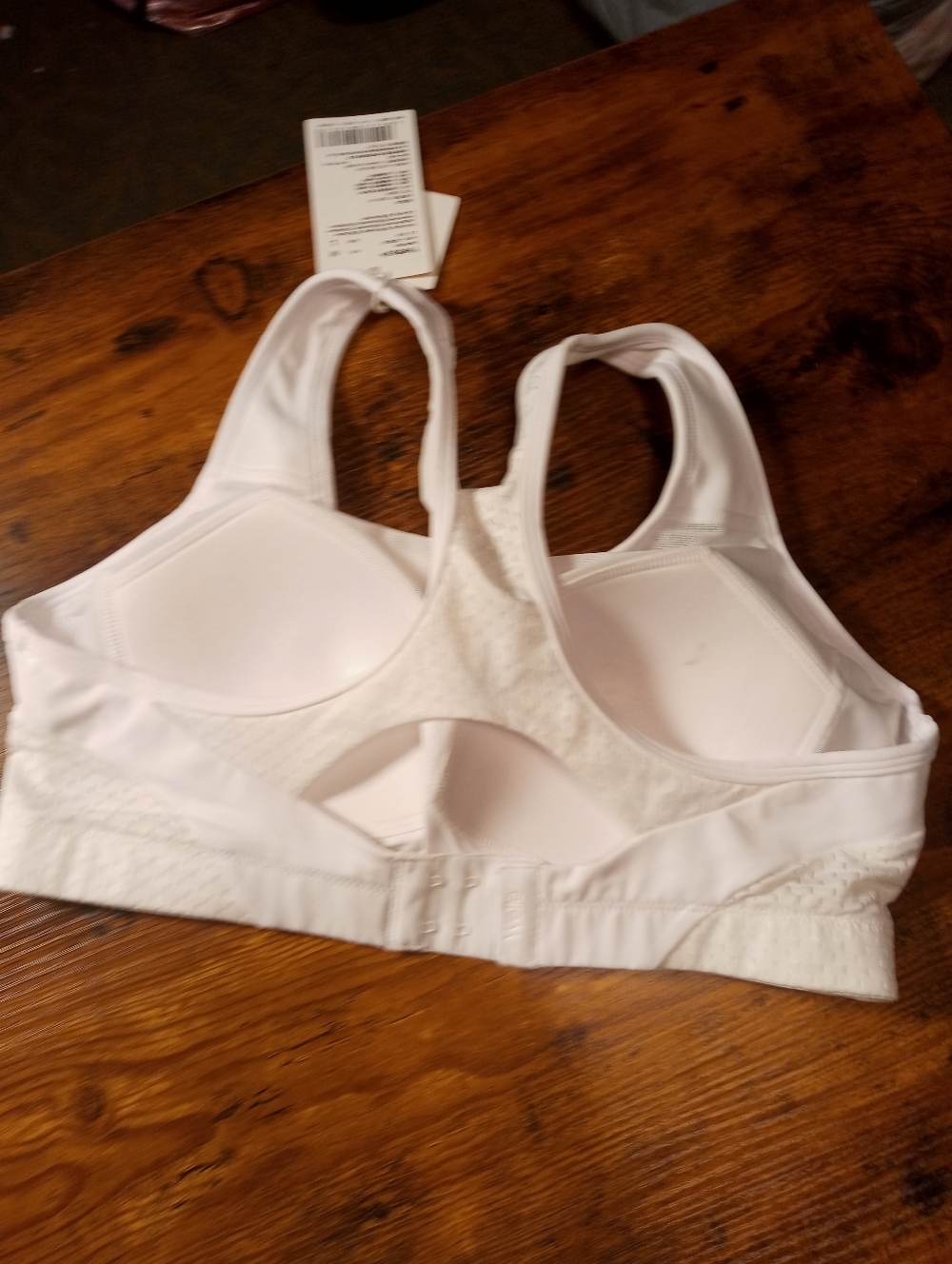 NWT Yvette Medium Gorgeous Padded Wirefree White With Color Accents Sports Bra - Picture 5 of 9